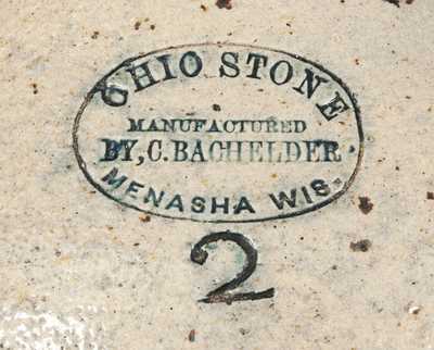 Rare Stoneware Jug, OHIO STONE MANUFACTURED BY C. BACHELDER / MENASHA, WIS.
