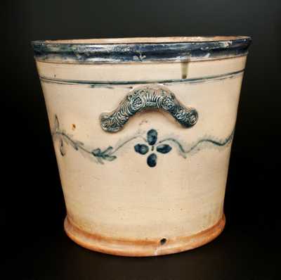 Rare Large Stoneware Flowerpot Inscribed 