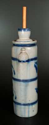 Unusual Narrow Westerwald Stoneware Churn with Pocket Handles and Floral Decoration