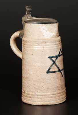 Stoneware Tankard Pitcher with Incised Star of David