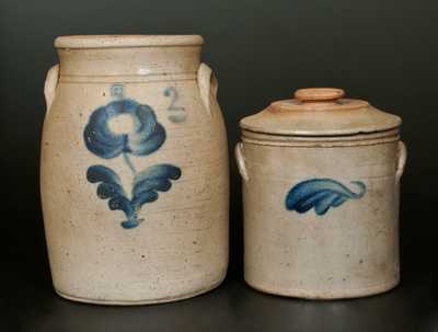 Lot of Two: Midwestern Stoneware Jars with Decoration