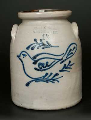 FRANK B. NORTON / WORCESTER, MASS Stoneware Jar with Dove Decoration