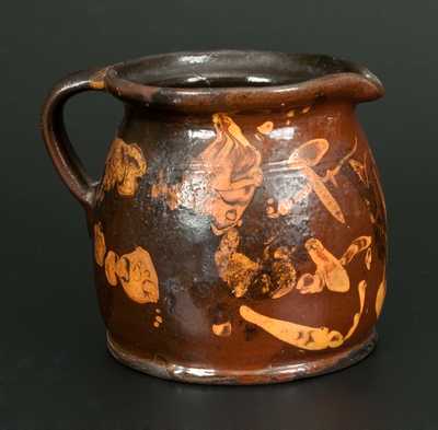 Redware Batter Pitcher with Marbled Decoration