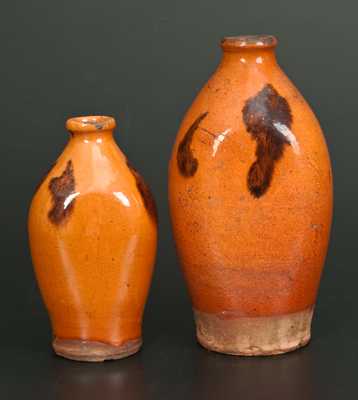 Lot of Two: Redware Flasks with Manganese Decoration