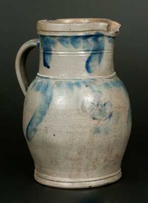 Southeast PA 1 Gal. Stoneware Pitcher with Brushed Hanging Floral Decoration