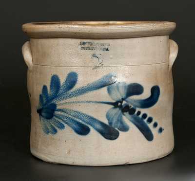 2 Gal. LEWIS JONES / PITTSTON, PA Stoneware Crock with Floral Decoration