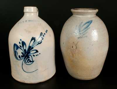 Lot of Two: E. & L. P. NORTON / BENNINGTON, VT Stoneware Jug, Ohio Stoneware Canning Jar