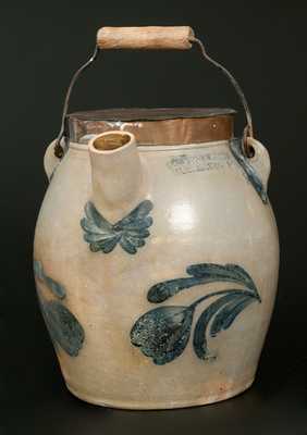 COWDEN & WILCOX / HARRISBURG, PA 1 1/2 Gal. Stoneware Batter Pail with Floral Decoration