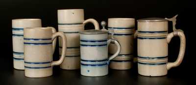 Lot of Six: Stoneware Banded Mugs att. Whites Utica