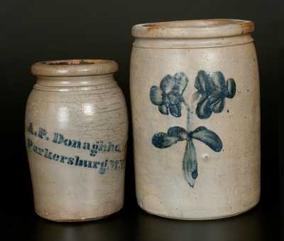Lot of Two: A. P. DONAGHHO / PARKERSBURG, W VA Stoneware Jar & Baltimore Stoneware Crock
