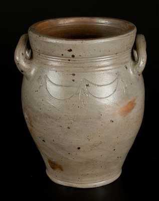 Stoneware Jar with Impressed Drapes att. Warne & Letts, Cheesequake, NJ