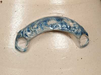 Rare 8 Gal. E.W. FARRINGTON / ELMIRA, NY Stoneware Churn w/ Star and Unusual Molded Handles