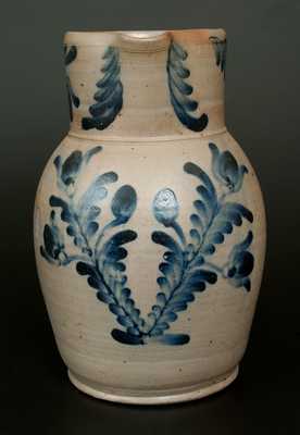 Baltimore Stoneware Pitcher w/ Elaborate Cobalt Floral Decoration, Two-Gallon