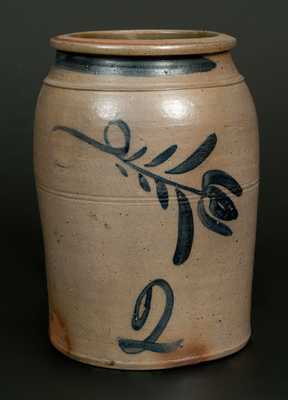 2 Gal. Western PA Stoneware Crock with Brushed Tulip Decoration