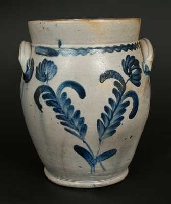 4 Gal. Baluster-Form Philadelphia Stoneware Jar w/ Brushed Tulip Decoration