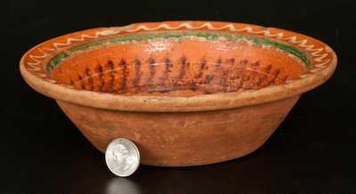 Fine Redware Bowl with Three-Color Slip Decoration