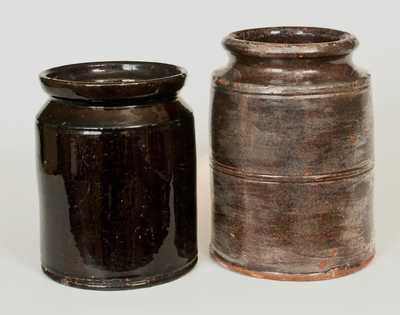 Lot of Two: Manganese-Glazed Redware Jars