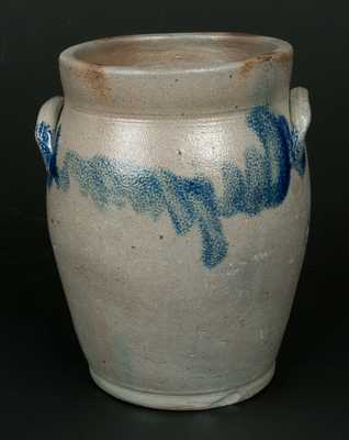 Cobalt-Decorated Baluster-Form Stoneware Jar, Mid-Atlantic origin.