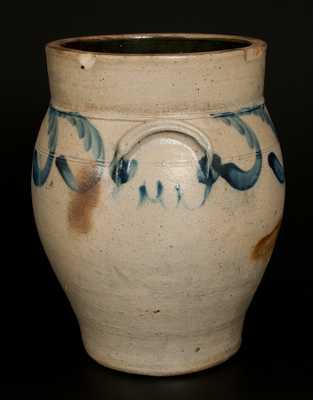 3 Gal. Philadelphia Stoneware Baluster Form Jar with Swag Decoration, Richard Remmey, c1860