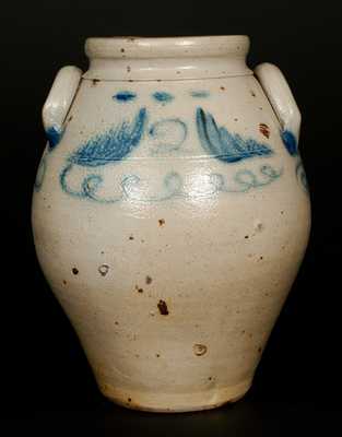 Very Fine 2 Gal. Stoneware Jar with Floral Decoration att. Abial Price, Matawan, NJ