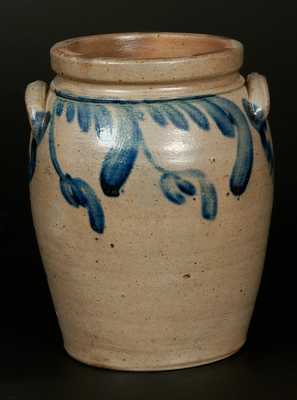 1 Gal. Ovoid Baltimore Stoneware Jar with Hanging Tulip Decoration, circa 1840