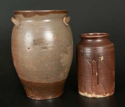 Lot of Two: Stoneware Jars w/ Brown Glazes