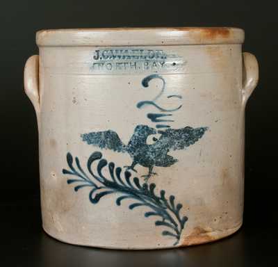 Exceptional J. C. WAELDE / NORTH BAY Stoneware Eagle Crock