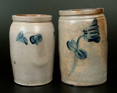Lot of Two: Stoneware Crocks with Floral Decoration, Baltimore, 19th century