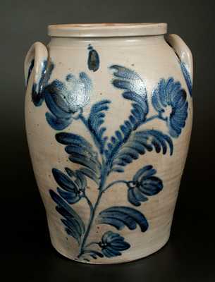 4 Gal. Baltimore Stoneware Crock with Exceptional Floral Decoration, c1845