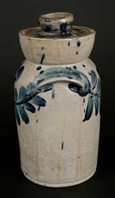 Extremely Rare H. MYERS Baltimore Stoneware Churn with Floral Decoration, c1825