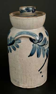 Extremely Rare H. MYERS Baltimore Stoneware Churn with Floral Decoration, c1825