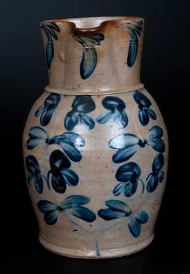 Fine Two-Gallon Stoneware Pitcher w/ Cobalt Clover Decoration, Baltimore, MD, c1850