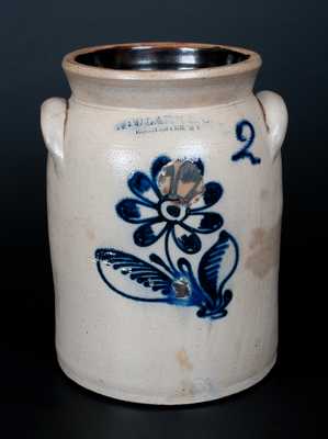 N. CLARK & CO. / ROCHESTER Stoneware Jar w/ Detailed Slip-Trailed Floral