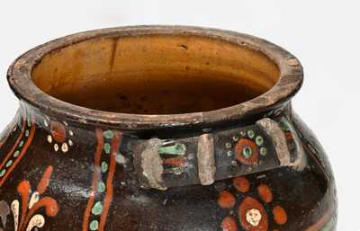 Extremely Rare Alamance County, NC Lidded Redware Sugar Jar, c1790-1810