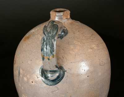 Unusual 2 Gal. Stoneware Jug with Incised Jug on Keg Decoration, probably Ohio River Valley