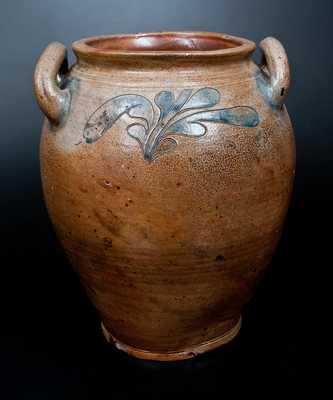 Attrib. John Remmey, III, Manhattan, NY Open-Handled Incised Stoneware Jar