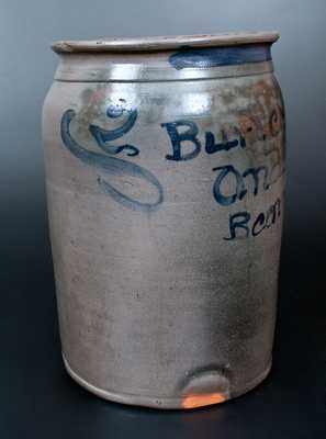 Extremely Rare Burley and Bennett, Barbour County, West Virginia Stoneware Jar