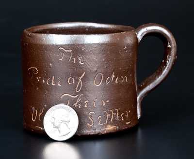 Fine Loogootee Pottery Indiana Toad Mug w/ Inscription Honoring Odin, IL Founder Thomas Deadmond