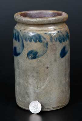Small-Sized Strasburg, VA Stoneware Jar w/ Cobalt Swag Decoration