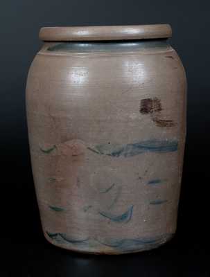 Two-Gallon Stoneware Jar with Cobalt Stripe Decoration, Western PA or Palatine, WV origin