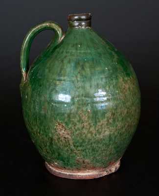 Rare Green-Glazed Redware Jug, Bristol County, MA origin, early 19th century