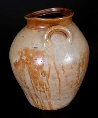 Early Massachusetts Stoneware Jar with Brown Decoration