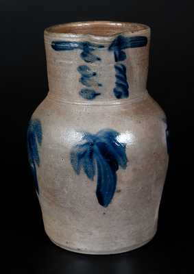 Half-Gallon Baltimore Stoneware Pitcher w/ Cobalt Floral Decoration