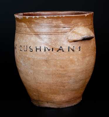 PAUL CUSHMAN Ovoid Stoneware Jar, Albany, NY origin, early 19th century