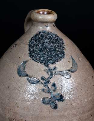 Rare  Northeastern U.S. Ovoid Stoneware Jug w/ Incised Floral Decoration