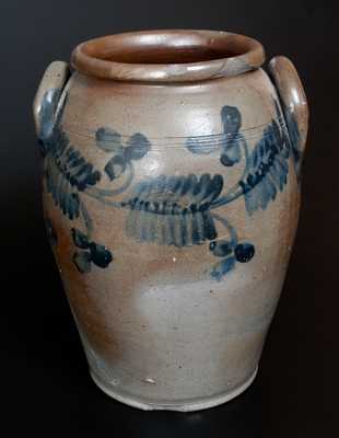 Remmey, Philadelphia Ovoid Stoneware Jar with Cobalt Floral Decoration, c1830