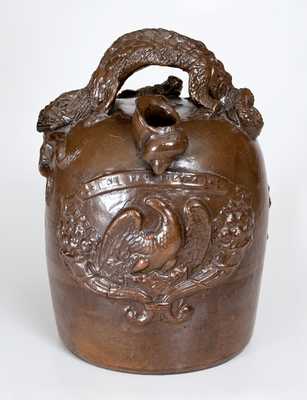 Exceptional Ohio Stoneware Harvest Jug w/ Elaborate Applied Designs