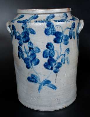 Large Baltimore, MD Stoneware Water Cooler w/ Profuse Cobalt Floral Decoration