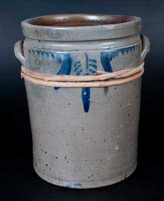 Six-Gallon Strasburg, VA Stoneware Jar w/ Unusual Wooden Make-Do Repair