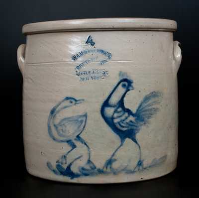 Rare W.A. MACQUOID & CO. / POTTERY WORKS. / LITTLE 12TH ST / NEW YORK Double-Bird Crock